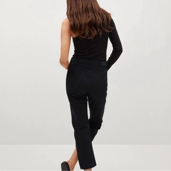 Mango MNG Sienna Hight Rise Raw Hem Straight Leg Jeans - Picture 2 of 8